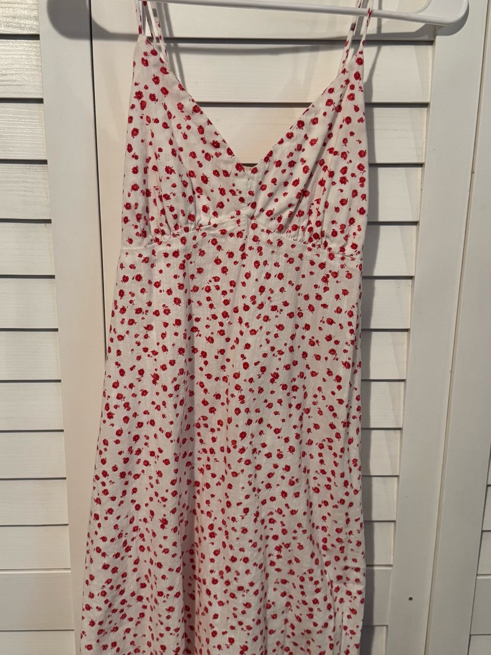 Abound White Dress with Red Floral Print